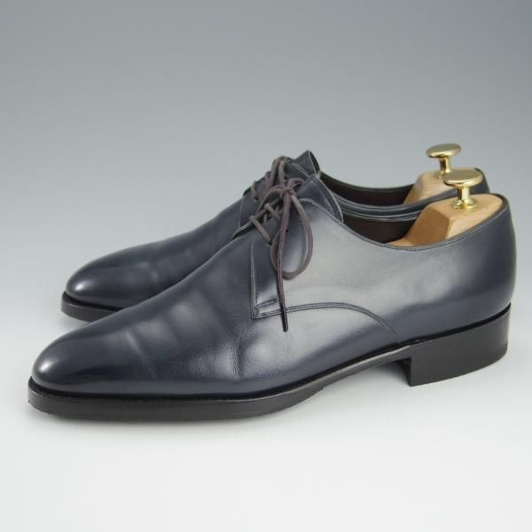 ★三陽山長 SIZE 7.5【★プレーントゥ/紺】Vフロント/カーフ/メンズ/Sanyo Yamacho★h689