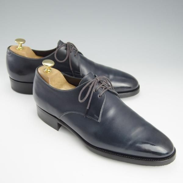 ★三陽山長 SIZE 7.5【★プレーントゥ/紺】Vフロント/カーフ/メンズ/Sanyo Yamacho★h689