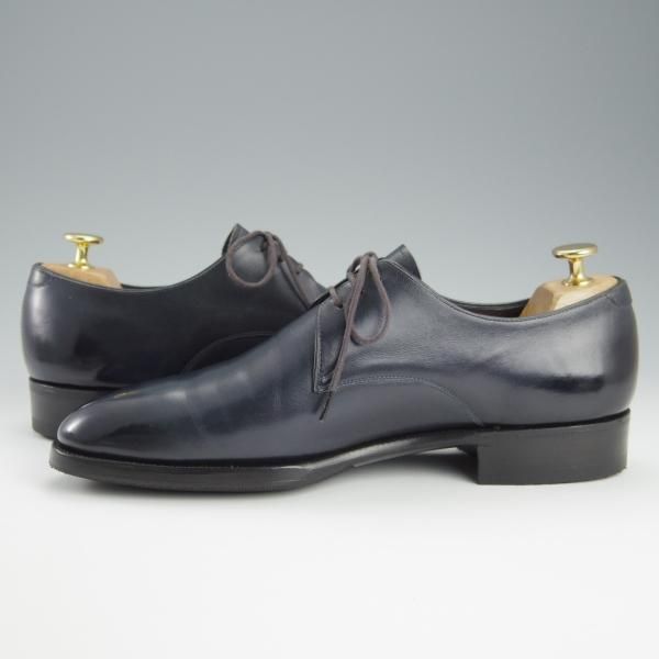 ★三陽山長 SIZE 7.5【★プレーントゥ/紺】Vフロント/カーフ/メンズ/Sanyo Yamacho★h689