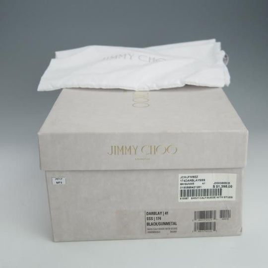 極美品★(英)JIMMY CHOO/ジミーチュウ SIZE 41【定価1,395ドル(15万円程度)★スタッズ/コインローファー】コンビ/黒/メンズ★h725