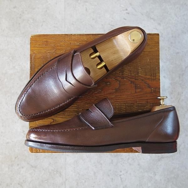 極上★クロケット&ジョーンズ 8.5E【定価￥83,600-★バーニーズNY別注/SELHURST】366ラスト/ローファー/濃茶/Crockett&Jones★h726