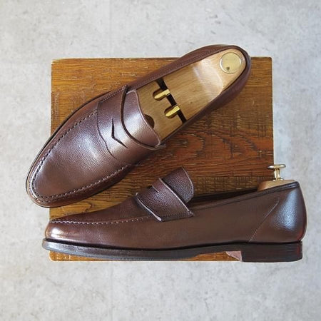 極上★クロケット&ジョーンズ 8.5E【定価￥83,600-★バーニーズNY別注/SELHURST】366ラスト/ローファー/濃茶/Crockett&Jones★h726