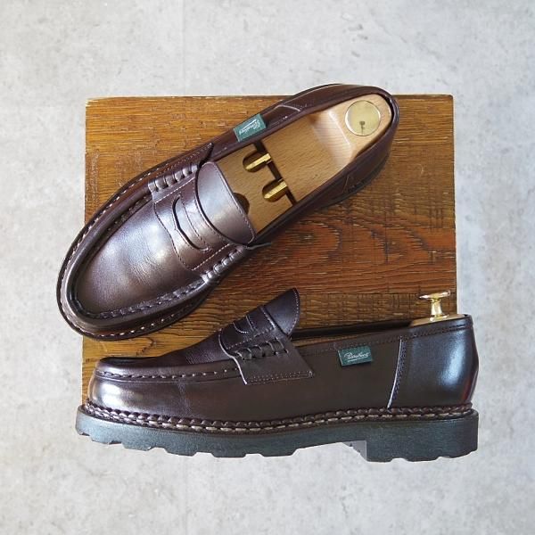 極美品★パラブーツ SIZE 5.5【定価￥71,500-★ランス/REIMS/カフェ】CAFE/コインローファー/リスレザー/濃茶/メンズ/Paraboot★h728