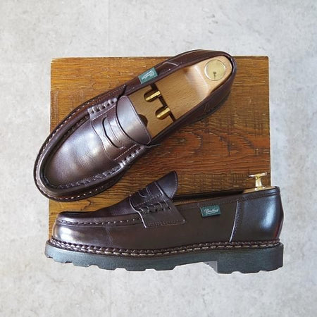 極美品★パラブーツ SIZE 5.5【定価￥71,500-★ランス/REIMS/カフェ】CAFE/コインローファー/リスレザー/濃茶/メンズ/Paraboot★h728