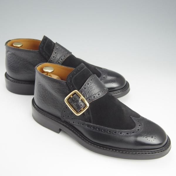 極美品★トリッカーズ SIZE 8【ダイナイトソール仕様★モンクストラップ/ブーツ】M5103/センターエラスティック/黒/Tricker's★h729