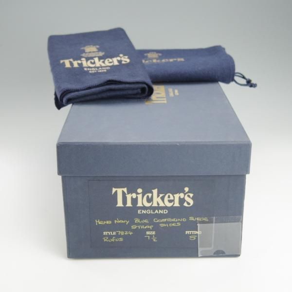 美品★トリッカーズ SIZE 7.5【モデル定価￥81,000-★ダブルモンク/Rufus】7824/スエード/紺/メンズ/Tricker's★h733