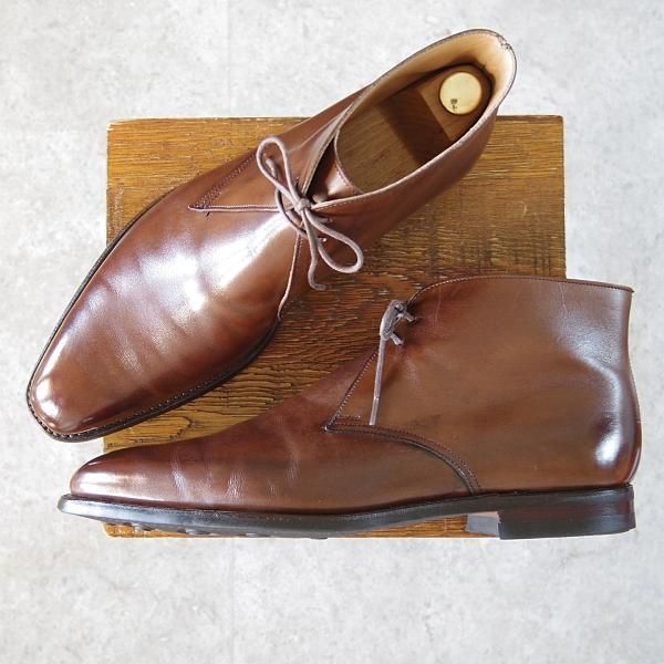 極美品★クロケット&ジョーンズ 8.5E【定価￥90,200-★ダイナイトソール/TETBURY】348ラスト/チャッカブーツ/濃茶/Crockett&Jones★h735