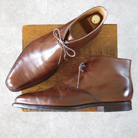 極美品★クロケット&ジョーンズ 8.5E【定価￥90,200-★ダイナイトソール/TETBURY】348ラスト/チャッカブーツ/濃茶/Crockett&Jones★h735