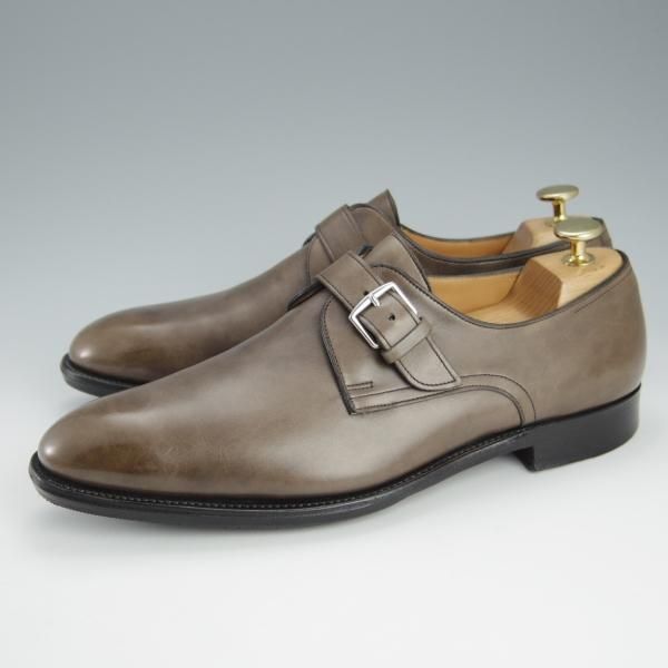 極美品★ジョンロブ UK7程度【貴重★エルメス別注/HERMES/ミュージアムカーフ】H103ラスト/JARVIS/モンクストラップ/灰茶/JOHN LOBB★h740