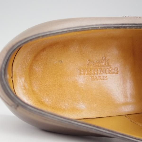 極美品★ジョンロブ UK7程度【貴重★エルメス別注/HERMES/ミュージアムカーフ】H103ラスト/JARVIS/モンクストラップ/灰茶/JOHN LOBB★h740