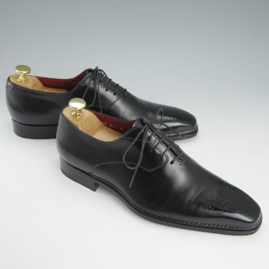 極美品★(伊)サントーニ SIZE 5【★オックスフォードシューズ/10039】カーフ/黒/メンズ/Santoni★h741