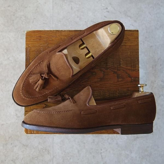 極美品★クロケット&ジョーンズ UK8/US8.5D【★(米)ラルフローレン別注/Ralph Lauren】タッセルローファー/茶/Crockett&Jones★h752