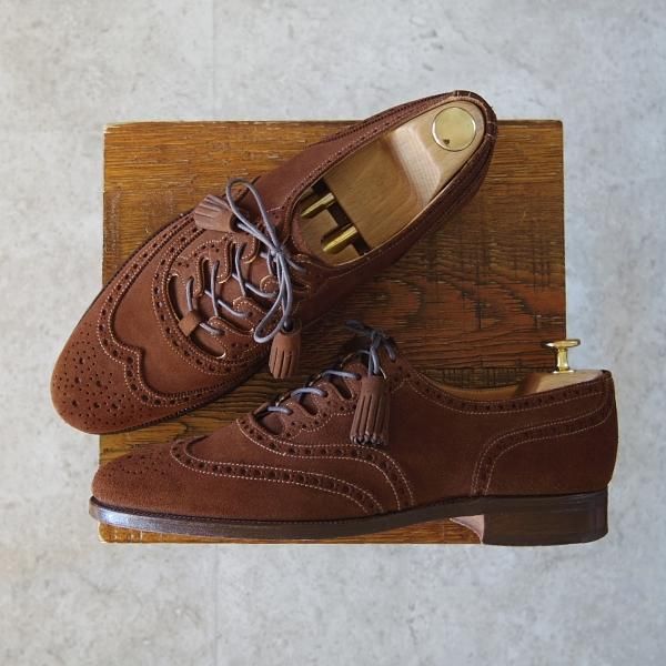 極上★クロケット&ジョーンズ 7.5E【★(英)ポールスミス別注/Paul Smith】ギリーシューズ/スエード/茶/メンズ/Crockett&Jones★h753