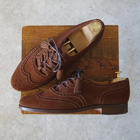 極上★クロケット&ジョーンズ 7.5E【★(英)ポールスミス別注/Paul Smith】ギリーシューズ/スエード/茶/メンズ/Crockett&Jones★h753