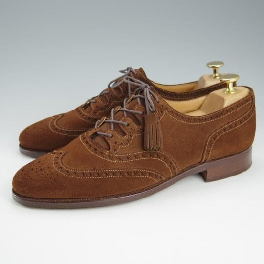 極上★クロケット&ジョーンズ 7.5E【★(英)ポールスミス別注/Paul Smith】ギリーシューズ/スエード/茶/メンズ/Crockett&Jones★h753