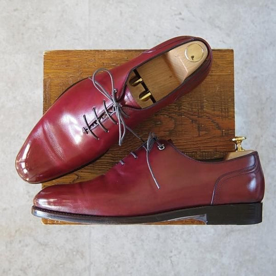 美品★(伊)サルヴァトーレ・フェラガモ 8.5EE【定価￥174,900-★TRAMEZZAライン/トラメッザ】ホールカット/赤茶/Salvatore Ferragamo★h757