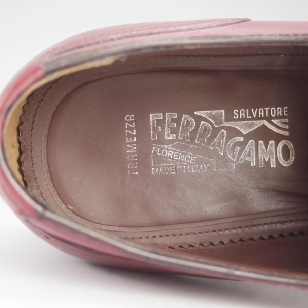 美品★(伊)サルヴァトーレ・フェラガモ 8.5EE【定価￥174,900-★TRAMEZZAライン/トラメッザ】ホールカット/赤茶/Salvatore Ferragamo★h757