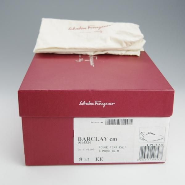 美品★(伊)サルヴァトーレ・フェラガモ 8.5EE【定価￥174,900-★TRAMEZZAライン/トラメッザ】ホールカット/赤茶/Salvatore Ferragamo★h757