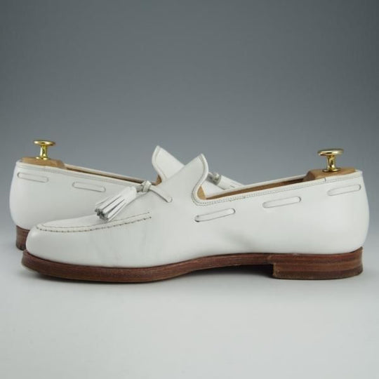 ★クロケット&ジョーンズ 9E【★バーニーズNY別注/NASH】366ラスト/タッセルローファー/カーフ/白/メンズ/BARNEYS/Crockett&Jones★h762