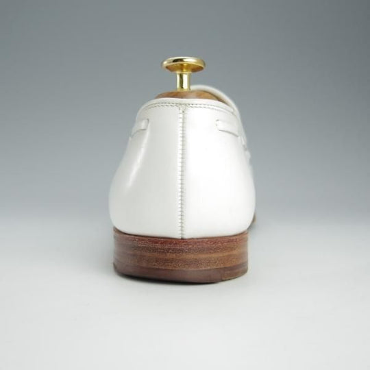 ★クロケット&ジョーンズ 9E【★バーニーズNY別注/NASH】366ラスト/タッセルローファー/カーフ/白/メンズ/BARNEYS/Crockett&Jones★h762