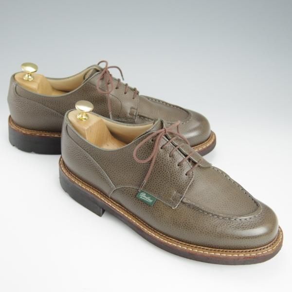 美品★パラブーツ SIZE 8.5【現行定価￥71,500-★飾りコバ仕様のシャンボード/CHAMBORD】Uチップ/グレインレザー/灰茶/Paraboot★h768