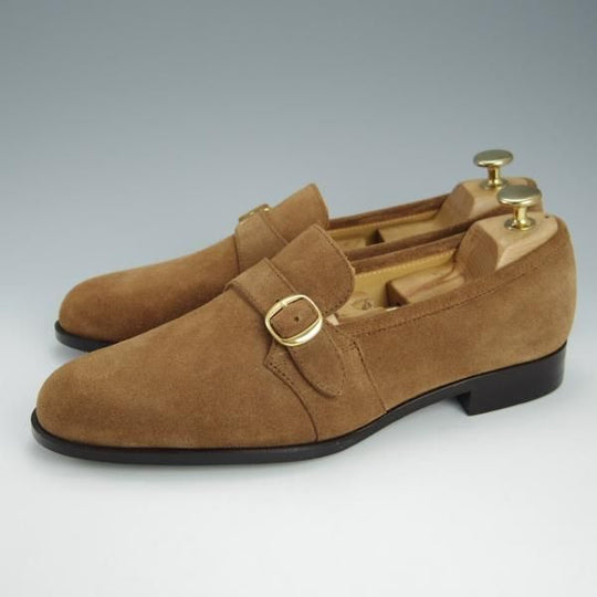 未使用★Iugen/イウゲン SIZE 6.5【定価￥39,600-★ローファー/IG206】モンクストラップ/スエード/薄茶/メンズ★h771