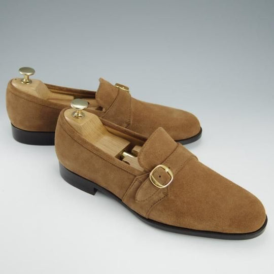 未使用★Iugen/イウゲン SIZE 6.5【定価￥39,600-★ローファー/IG206】モンクストラップ/スエード/薄茶/メンズ★h771