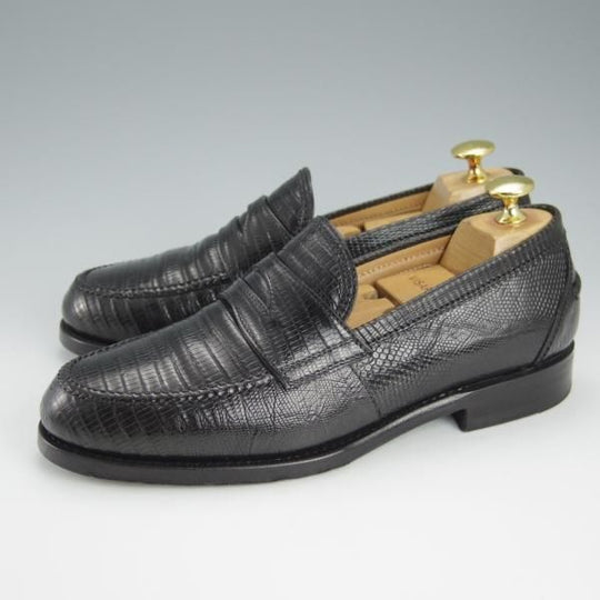 ★(伊)F.LLIジャコメッティ SIZE 38【定価￥148,500-★リザード革/コインローファー】FG123/黒/メンズ/Giacometti★h776