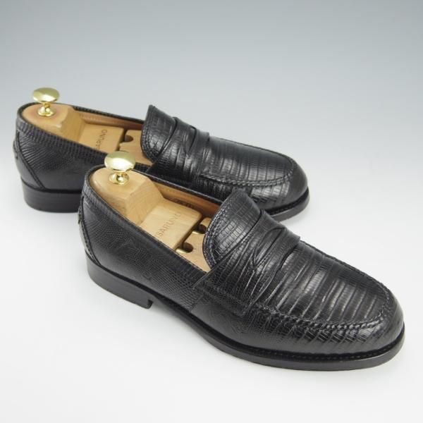 ★(伊)F.LLIジャコメッティ SIZE 38【定価￥148,500-★リザード革/コインローファー】FG123/黒/メンズ/Giacometti★h776