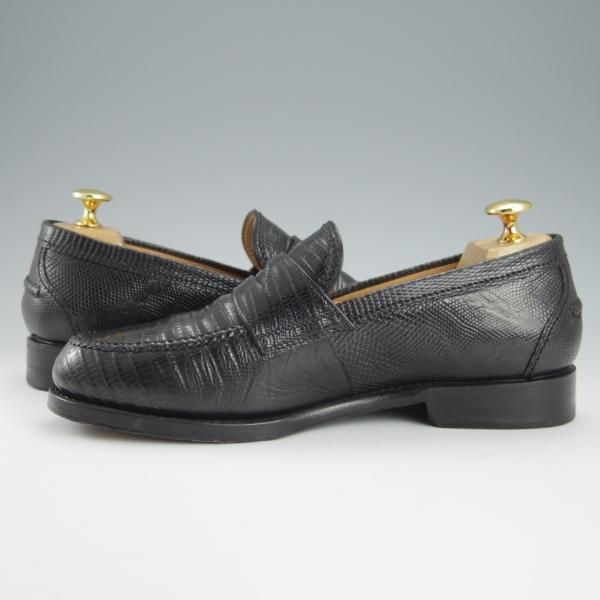 ★(伊)F.LLIジャコメッティ SIZE 38【定価￥148,500-★リザード革/コインローファー】FG123/黒/メンズ/Giacometti★h776