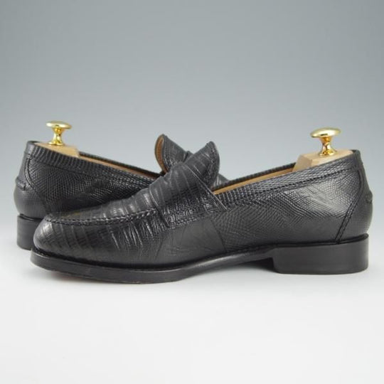 ★(伊)F.LLIジャコメッティ SIZE 38【定価￥148,500-★リザード革/コインローファー】FG123/黒/メンズ/Giacometti★h776