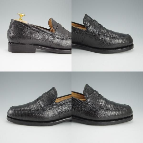 ★(伊)F.LLIジャコメッティ SIZE 38【定価￥148,500-★リザード革/コインローファー】FG123/黒/メンズ/Giacometti★h776
