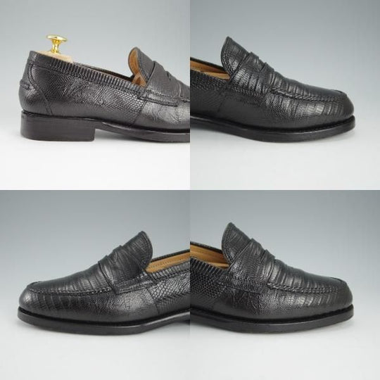 ★(伊)F.LLIジャコメッティ SIZE 38【定価￥148,500-★リザード革/コインローファー】FG123/黒/メンズ/Giacometti★h776