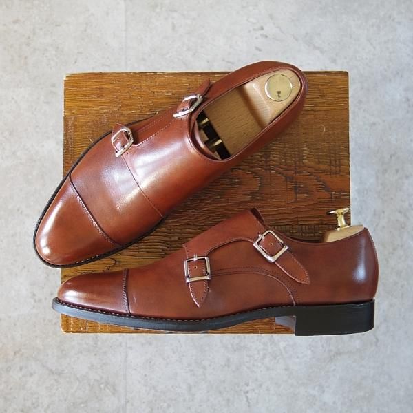 極美品★トレーディングポスト SIZE 6.5【定価￥51,700-★ダイナイトソール仕様/T606/撥水】ダブルモンク/茶/ユニオンロイヤル製★h777