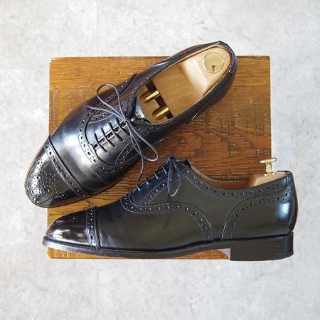 極上★トリッカーズ SIZE 7.5【現行定価9.3万円程度★CAMBRIDGE/セミブローグ】9518/カーフ/黒/メンズ/Tricker's★h778