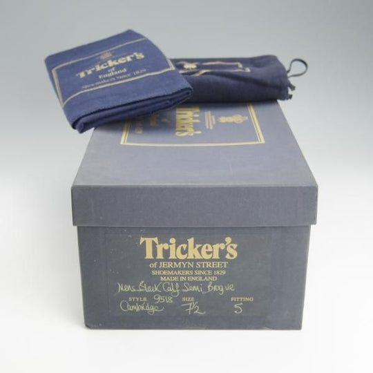 極上★トリッカーズ SIZE 7.5【現行定価9.3万円程度★CAMBRIDGE/セミブローグ】9518/カーフ/黒/メンズ/Tricker's★h778