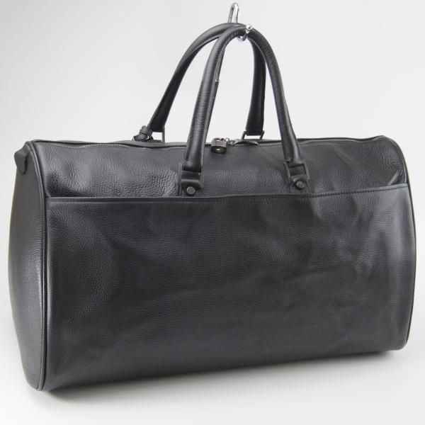 Ermenegildo Zegna 2WAY レザーボストンバッグ ブラック 極上☆(伊)エルメネジルド・ゼニア【☆レザー/ボストンバッグ/黒