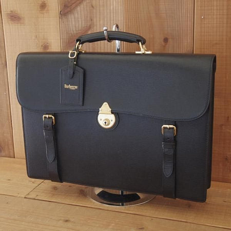 美品★(英)バーバリー/Burberry【貴重★ブリーフケース/レザー】メンズ/ビジネス/バッグ/黒/革/鞄★N5795