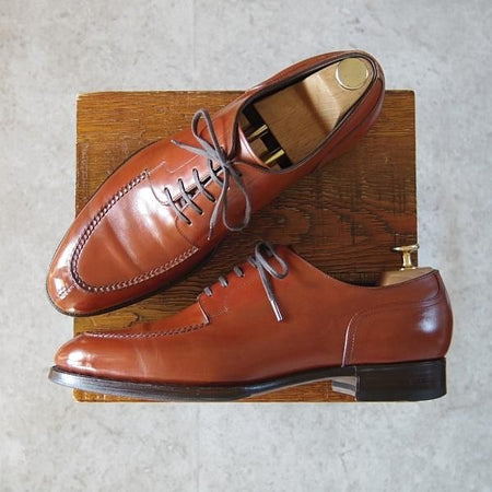 美品★三陽山長 SIZE 8【定価￥105,600-★勘三郎/スキンステッチ/R2010ラスト】Uチップ/カーフ/茶/メンズ/KANZABURO/Sanyo Yamacho★h782