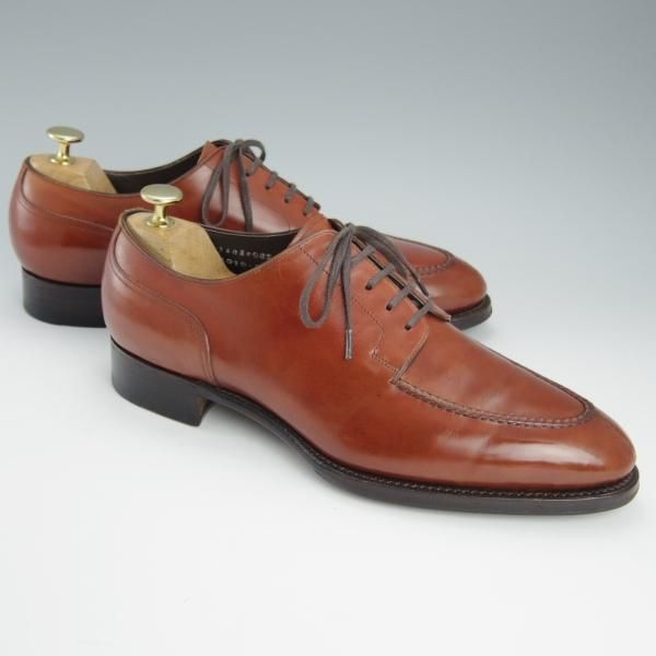 美品★三陽山長 SIZE 8【定価￥105,600-★勘三郎/スキンステッチ/R2010ラスト】Uチップ/カーフ/茶/メンズ/KANZABURO/Sanyo Yamacho★h782
