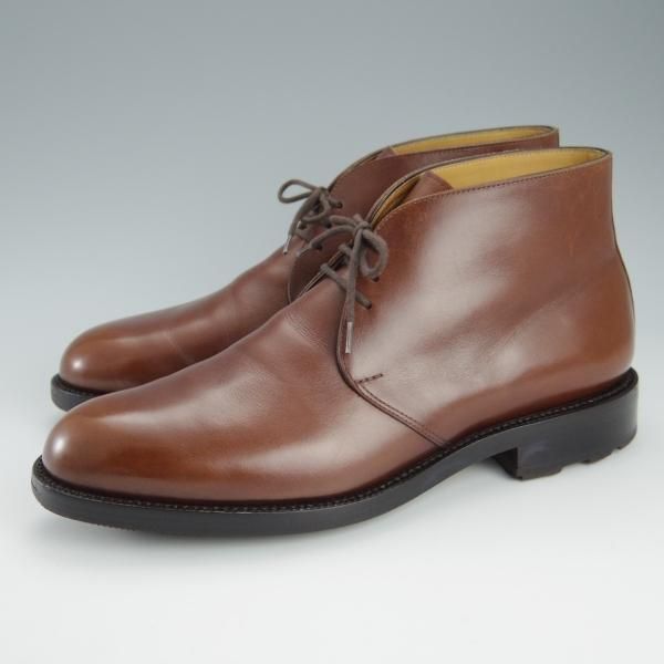 極美品★(台東区)ジョーワークス UK6.5〜7/左側やや大き目【オーダー価格9.5万円以上★チャッカブーツ/茶】カーフ/JOE WORKS★h789
