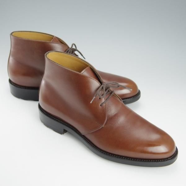 極美品★(台東区)ジョーワークス UK6.5〜7/左側やや大き目【オーダー価格9.5万円以上★チャッカブーツ/茶】カーフ/JOE WORKS★h789