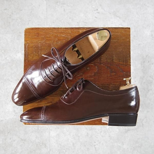 未使用★(伊)アルティオリ SIZE 7【定価15万円以上★パンチドキャップトゥ/濃茶】カーフ/メンズ/ARTIOLI★h790