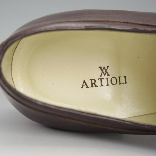 未使用★(伊)アルティオリ SIZE 7【定価15万円以上★パンチドキャップトゥ/濃茶】カーフ/メンズ/ARTIOLI★h790