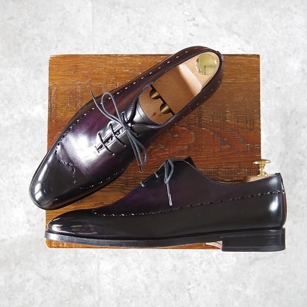 極美品★(伊)タニノクリスチー SIZE 5.5【定価15万円以上★黒〜パープル系パティーヌ/134581】オックスフォードシューズ/TANINO CRISCI★h791