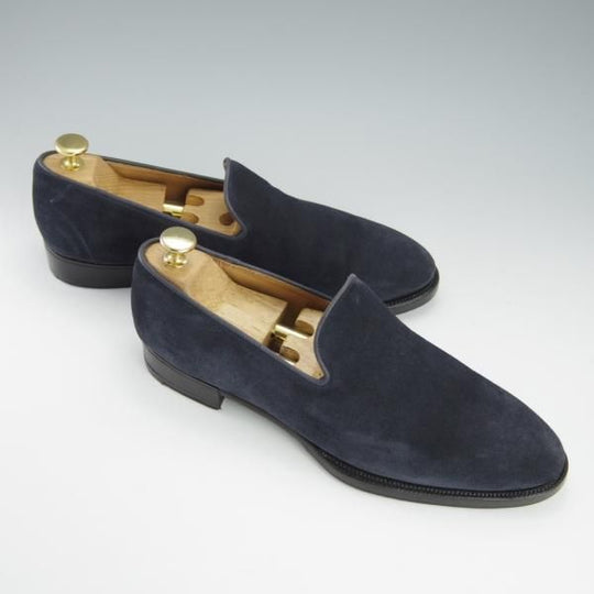 極上★(伊)リカルド・フレッチャ・ベステッティ SIZE 41【定価￥140,400-★スリッポン/紺】スエード/RICCARDO FRECCIA BESTETTI★h795