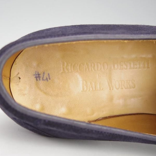 極上★(伊)リカルド・フレッチャ・ベステッティ SIZE 41【定価￥140,400-★スリッポン/紺】スエード/RICCARDO FRECCIA BESTETTI★h795