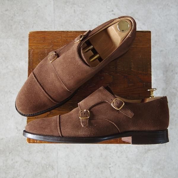 美品★チャーチ 70F/UK7【★LIVERPOOL/108ラスト】ダブルモンク/スエード/茶/メンズ/Church's★h797