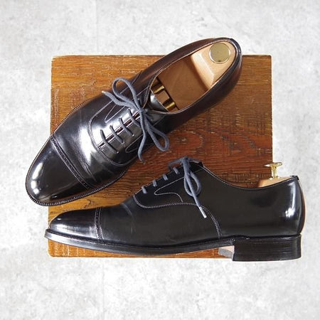 極美品★チャーチ 80E/UK8【旧チャーチ★ブックバインダーカーフ/84ラスト】LUDGATE/パンチドキャップトゥ/黒/メンズ/Church's★h799