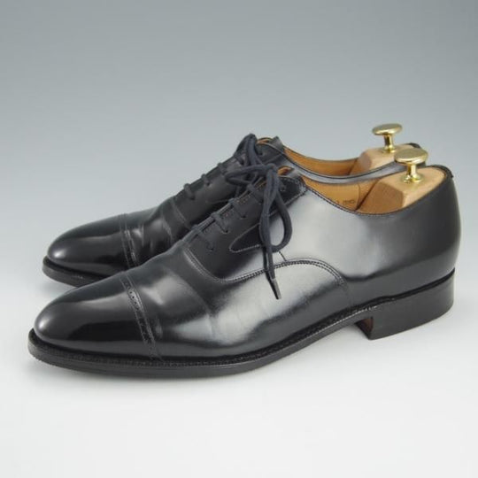 極美品★チャーチ 80E/UK8【旧チャーチ★ブックバインダーカーフ/84ラスト】LUDGATE/パンチドキャップトゥ/黒/メンズ/Church's★h799